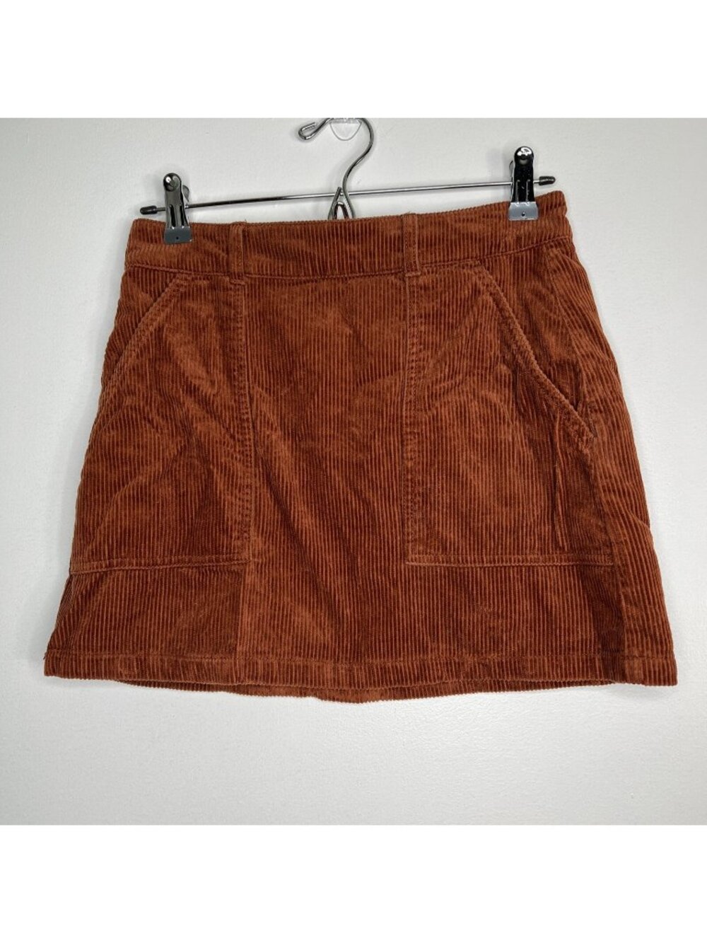 Forever 21 US M Orange Corduroy 100% Cotton Mini Skirt Fall Festival Country